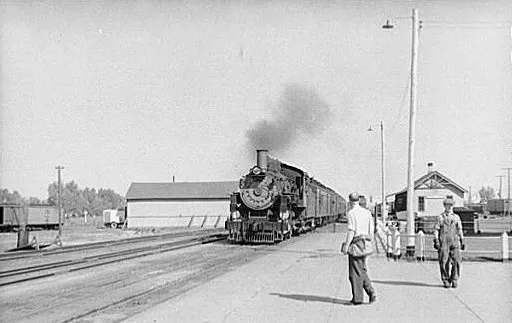 The morning train comes into Montrose, Colorado.