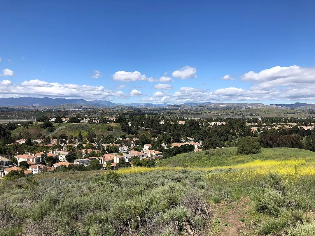 Landscape photograph of the western edge of Moorpark, California, taken from a hill southwest of Country Trail Park, looking north