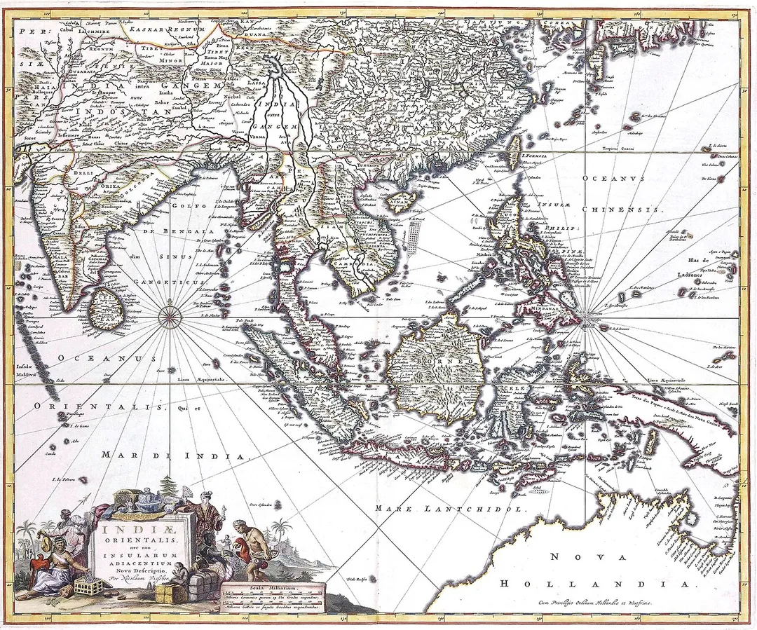 Indiae Orientalis, 17th century map by by Nicolaes Visscher II
