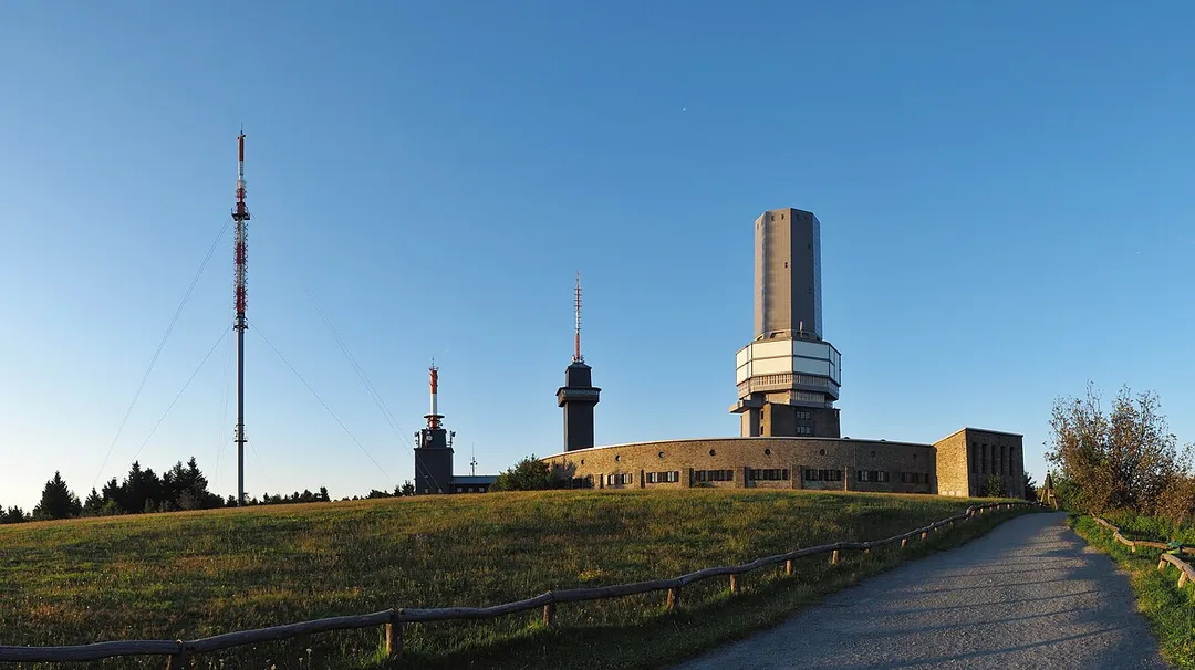 Buildings and towers on top of the Großer Feldberg, Taunus, Germany