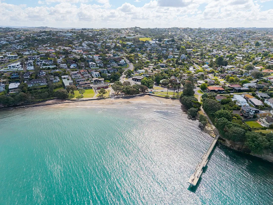 An aerial view of Murrays Bay in Auckland, New Zealand.