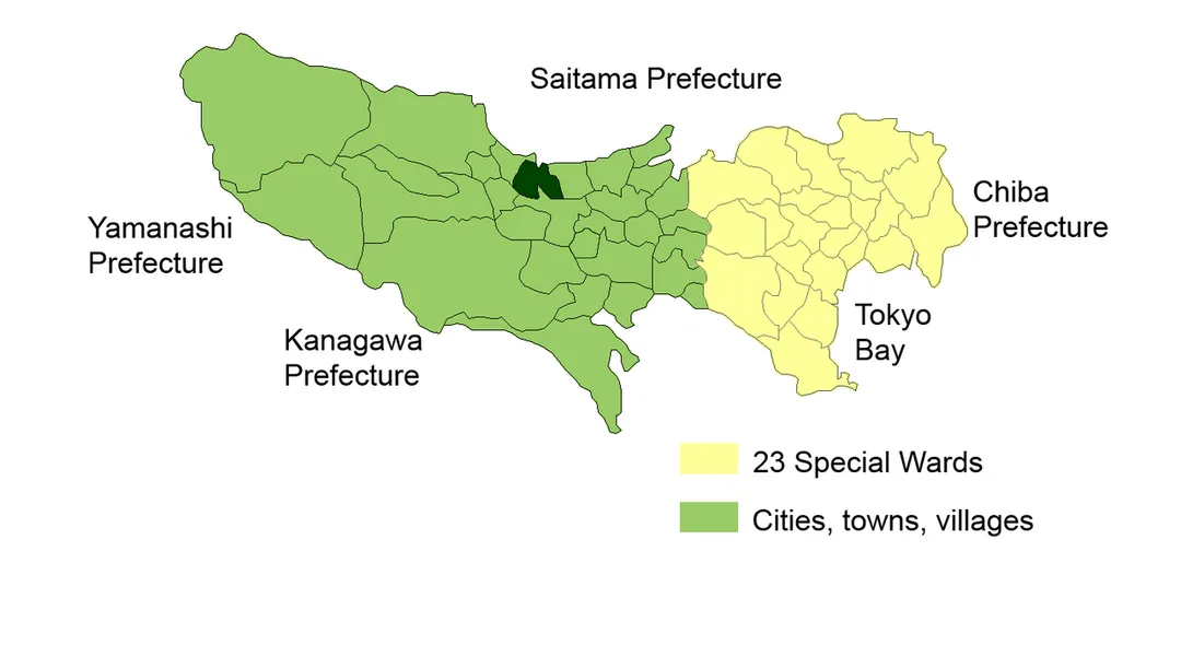 Location Map of Musashimurayama in Tokyo, Japan