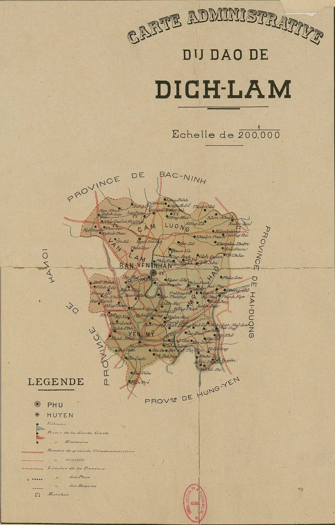 Bản đồ đạo Địch Lâm (Bãi Sậy) năm 1891