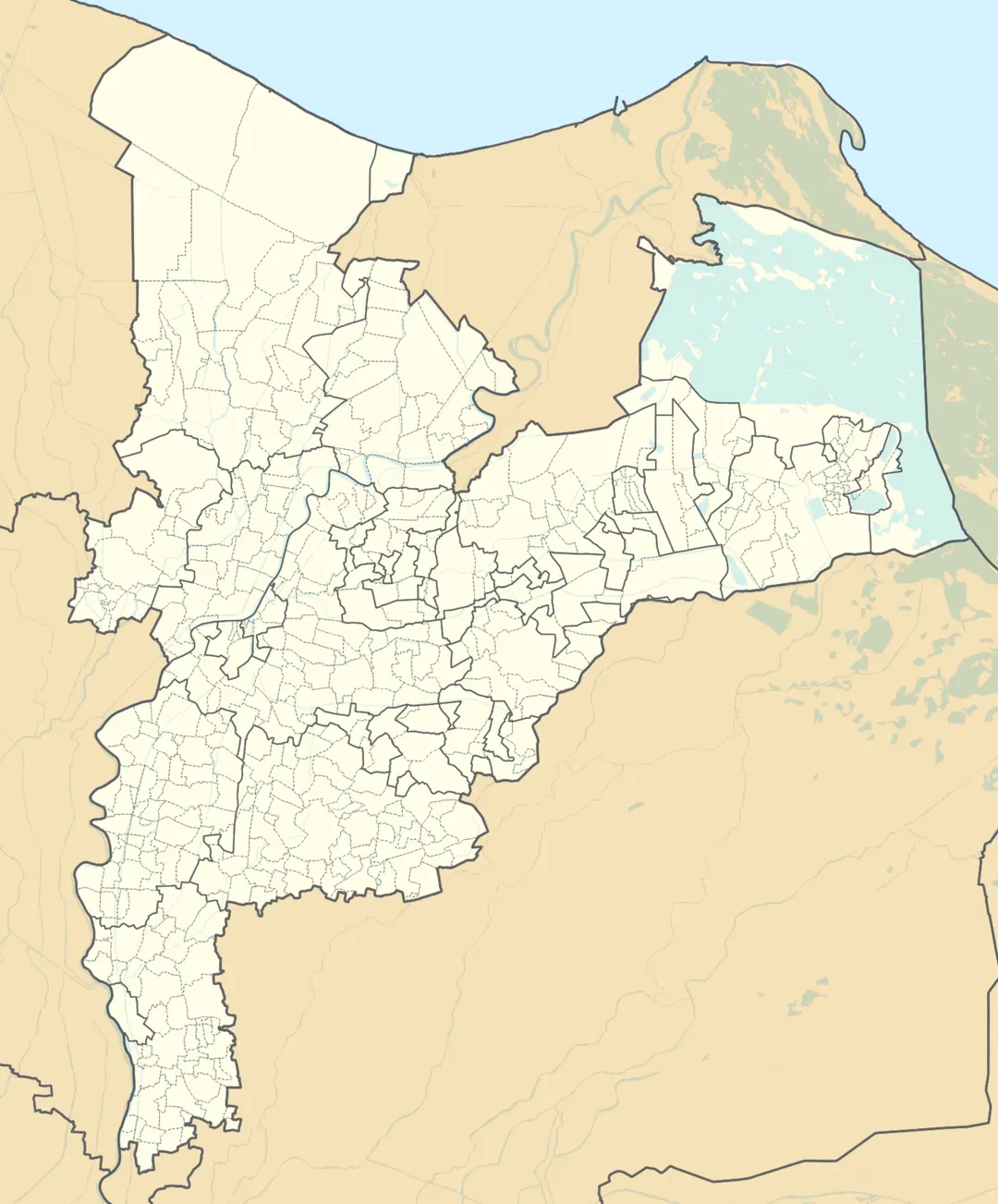 The subdivisions (Marakiz) of the Dakahlia governorate in Egypt, with their borders (black) and the governorate borders (red)