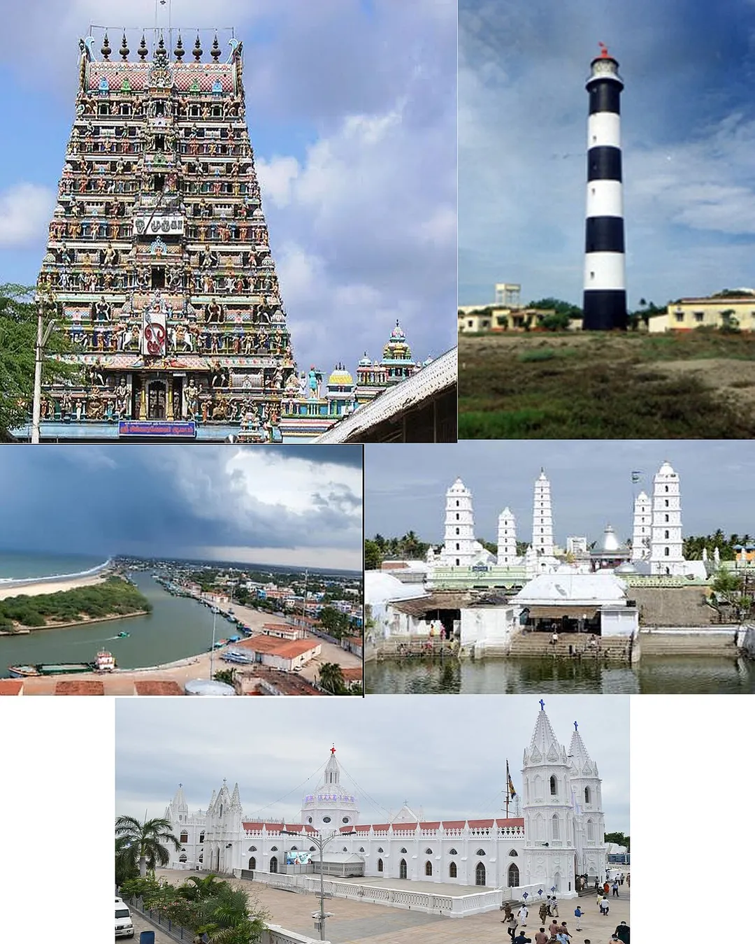 Nagapattinam beach, Nagore Dharha, Velankanni Church, Sikkal Kovil, Nagapattinam Light house