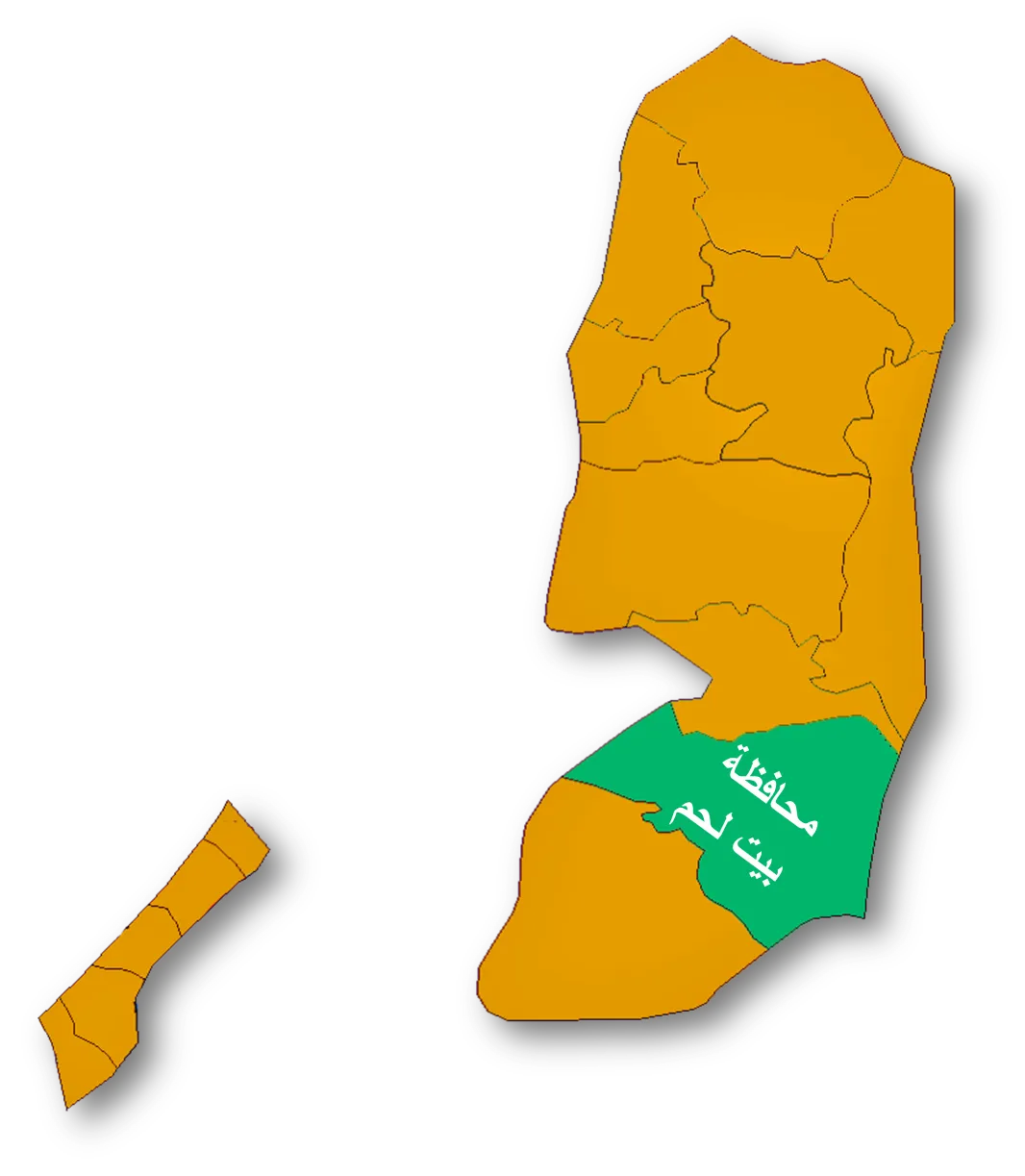 Map of the Palestinian Authorities showing the Governate of Bethlehem