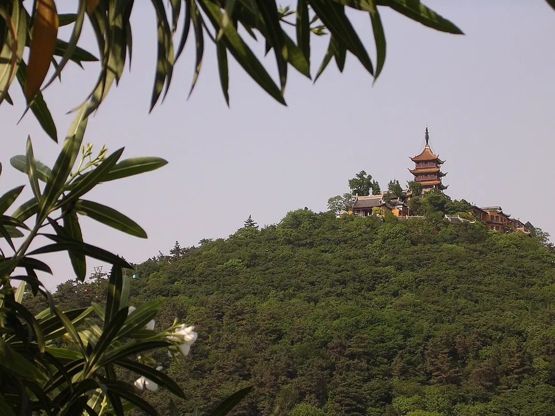 Buddhist temple on the peak of Wolf Hill in Nantong, China author: Frank Ji