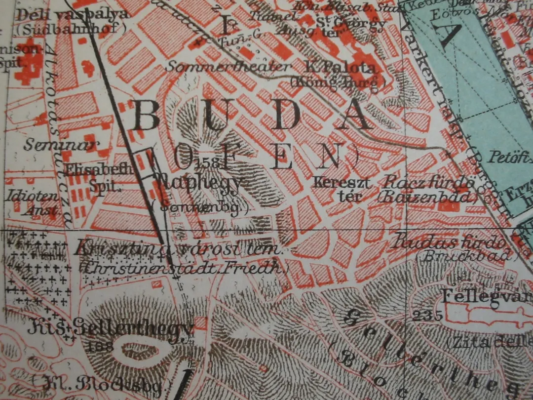 Citymap of Naphegy and Tabán in 1905