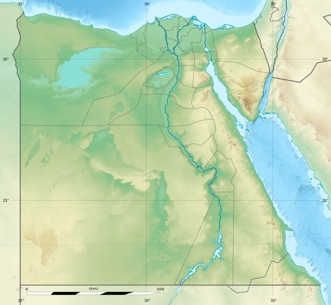 Physical location map of Egypt.
Showing new governorate boundaries since 14 April 2011, after the dissolution of the 6th of October and Helwan Governorates.
Also showing the Libyan Desert and its northern Qattara Depression, and the northern Eastern Desert.