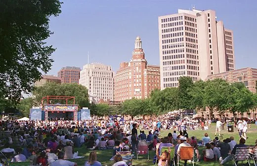 A festival in the New Haven Village Green from August 2006.