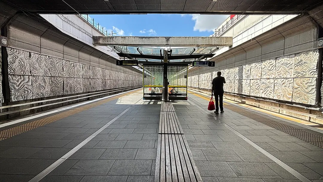 Platforms 1 and 2 at New Lynn Station, Auckland, photographed on 1 March 2026