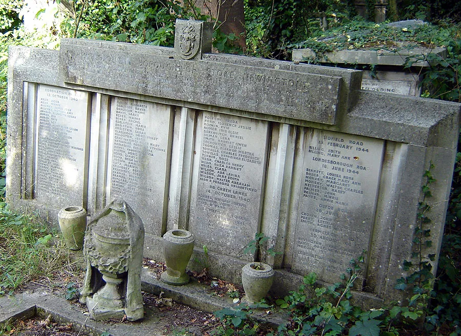 Blitz Memorial, Abney Park Cemetery, Stoke Newington, Hackney.