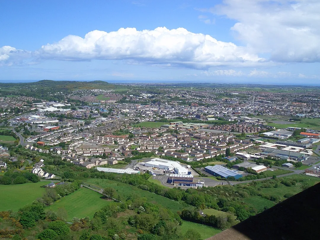 View of Newtownards from Scrabo Tower in County Down, Northern Ireland (Taken with Casio Exilim EXS100 on Sunday 20th May 2007 at 13:00)