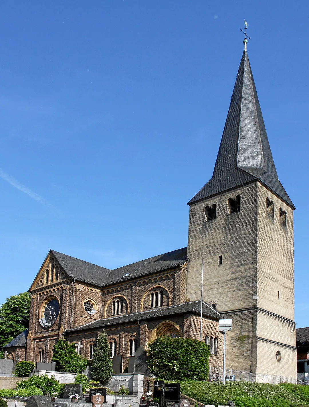 Niederkassel, Germany. Roman Catholic church Saint Matthew, exterior view from North-West.