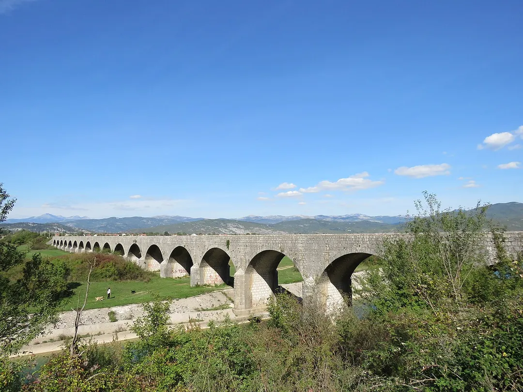 Carev most, the Tsar's Bridge, Nikšić, Montenegro, seen from the southern end.