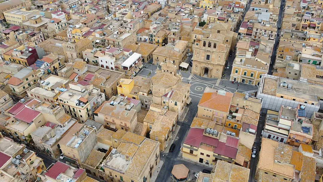 Aerial photo of historical centre of the Town - Niscemi - Sicily
