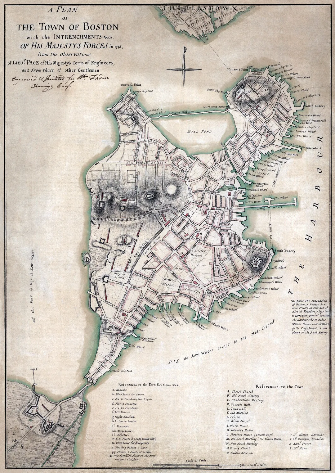 A plan of the town of Boston with the intrenchments &amp;ca. of His Majesty's forces in 1775, from the observations of Lieut. Page of His Majesty's Corps of Engineers, and from those of other gentlemen."