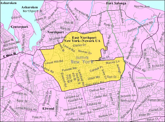 U.S. Census 2000 reference map for East Northport