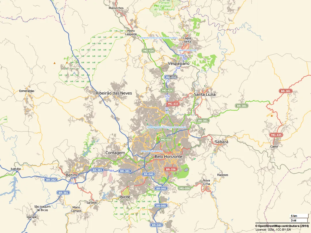 Map: Belo Horizonte (MG / Brazil) and Environs