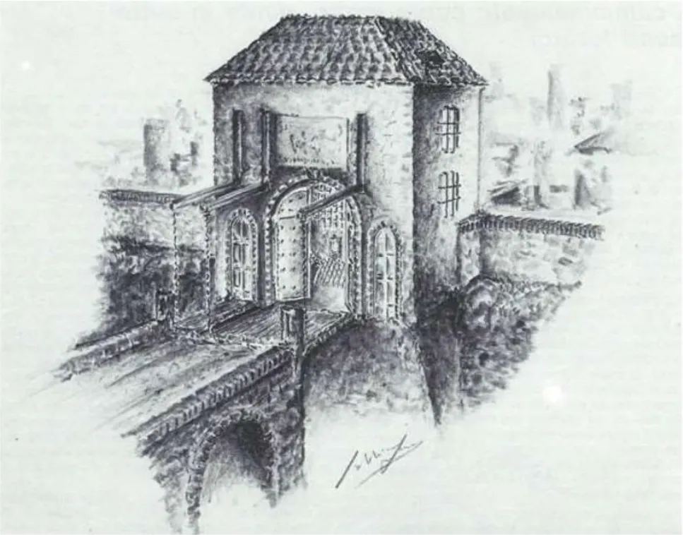 Porta Vercelli di Novara, costruita al principio del XVII secolo per ordine del governatore spagnolo Azevedo de Fuentes. Abbattuta tra il 1836 e il 1837 e sostituita dalla barriera doganale nota come "Barriera Albertina". Ricostruzione dell'aspetto in base alle descrizioni storiche.
