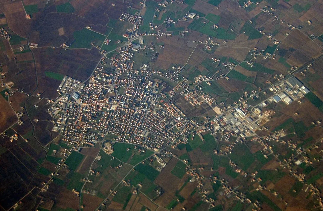 Aerial view of Noventa Vicentina, Italy