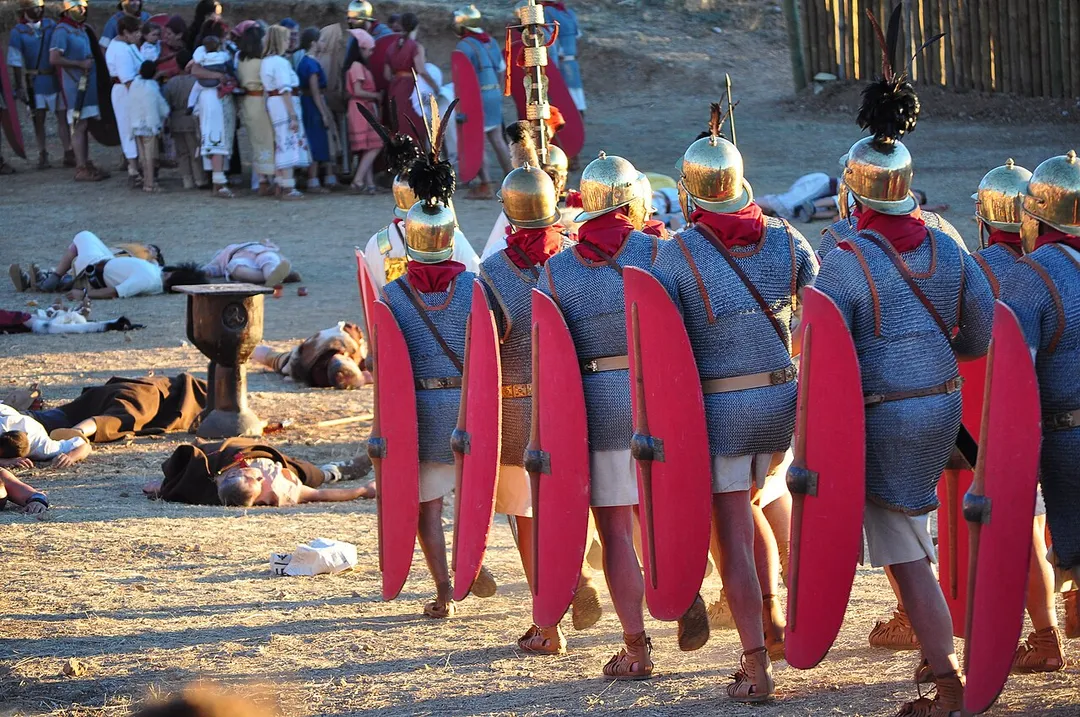 Historical reenactment of the siege of Numancia, near Soria (Spain), by the Roman Army in 133 BC