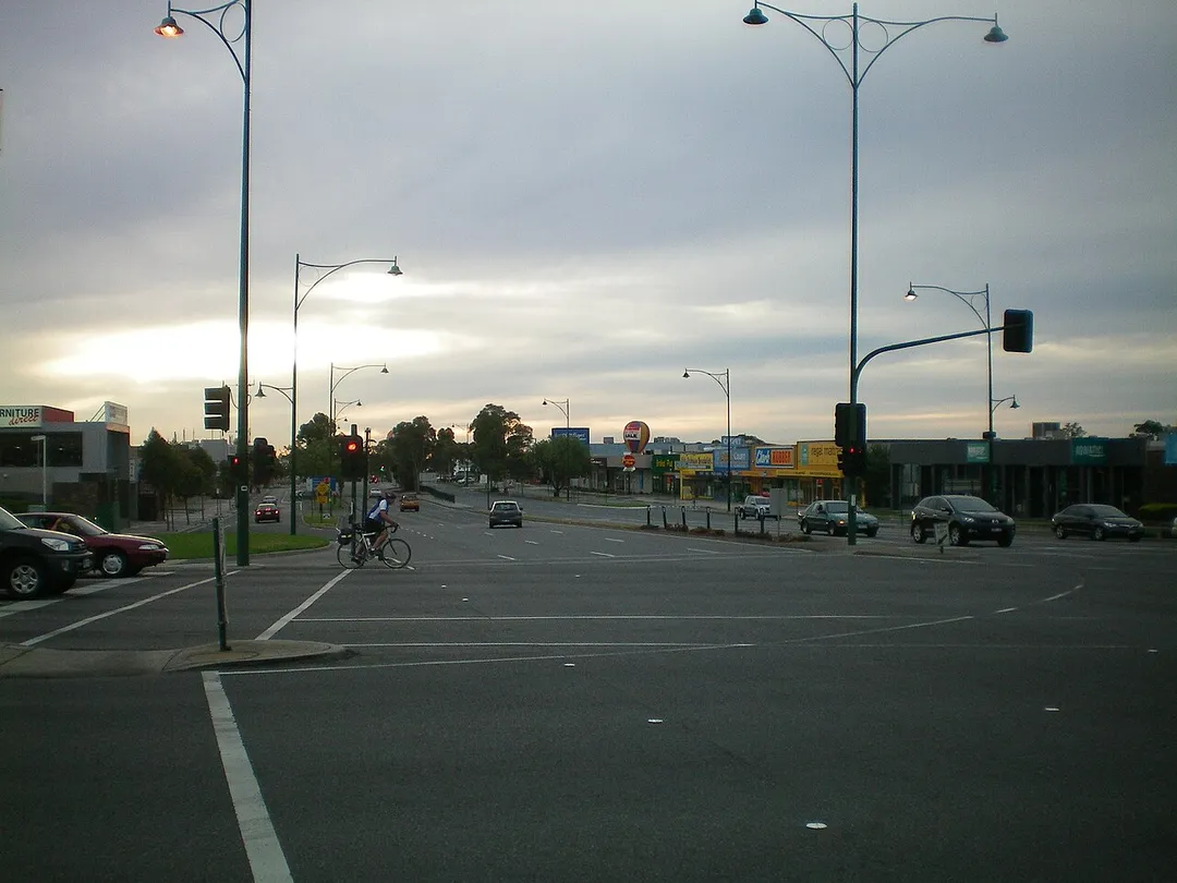 The intersection of Springvale Road and the Maroondah Highway/Whitehorse Road at Nunawading, Victoria.