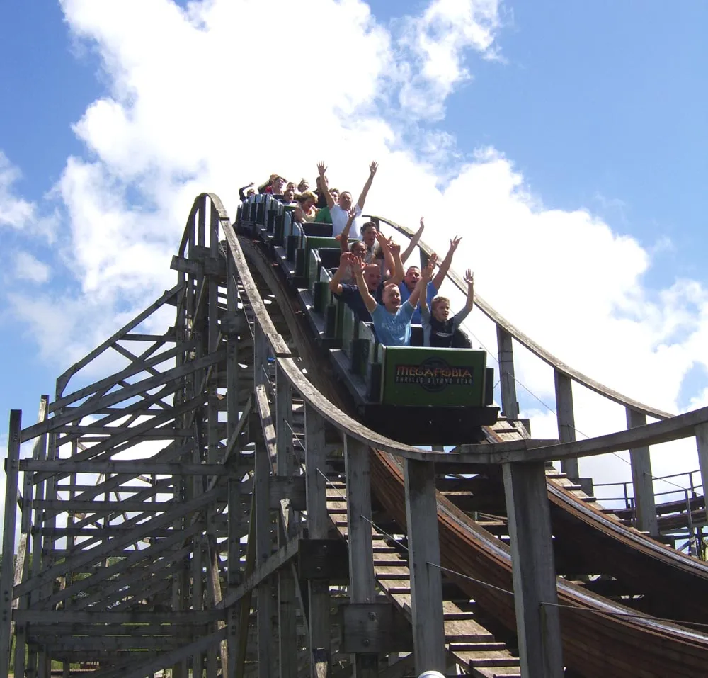 Megafobia roller coaster at Oakwood Theme Park