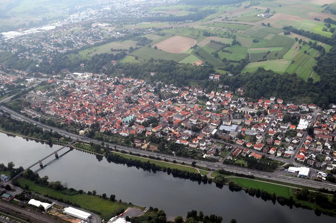 Obernburg am Main, Bavaria, Germany, aerial photograph
