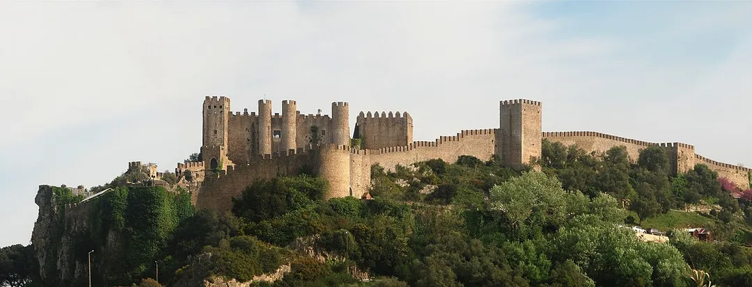 The castle and walls of Óbidos, Portugal. View from west.