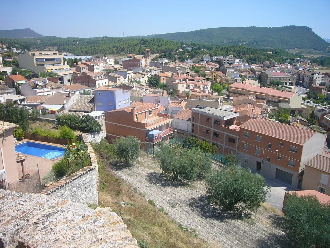 View of Òdena, seen from the castle