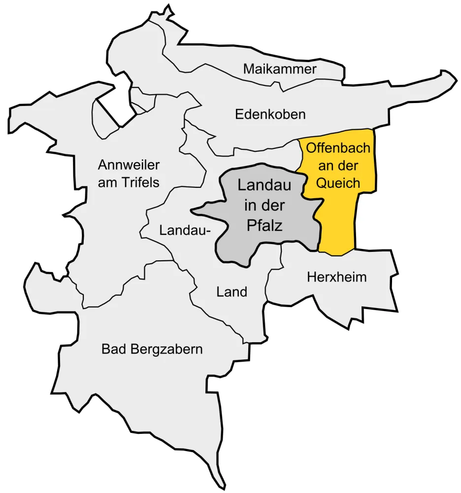 Karte der Verbandsgemeinde Offenbach an der Queich im Landkreis Südliche Weinstraße