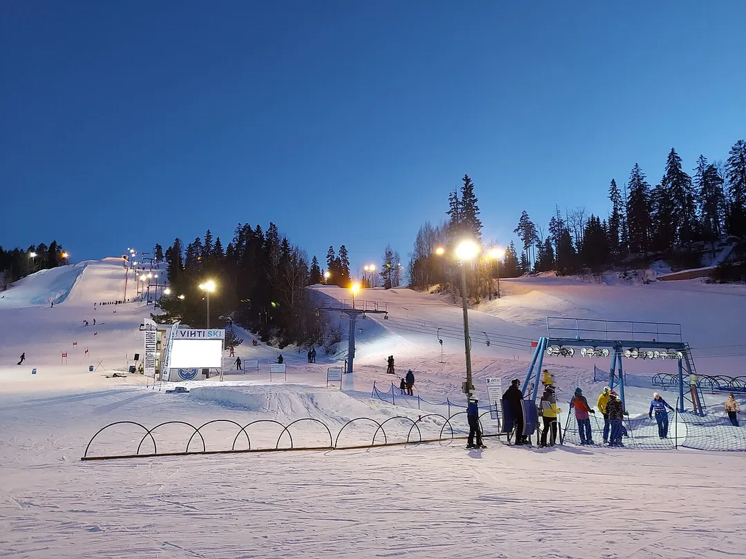 Ski slopes in Vihti Ski Center in Vihti municipality, southern Finland.
