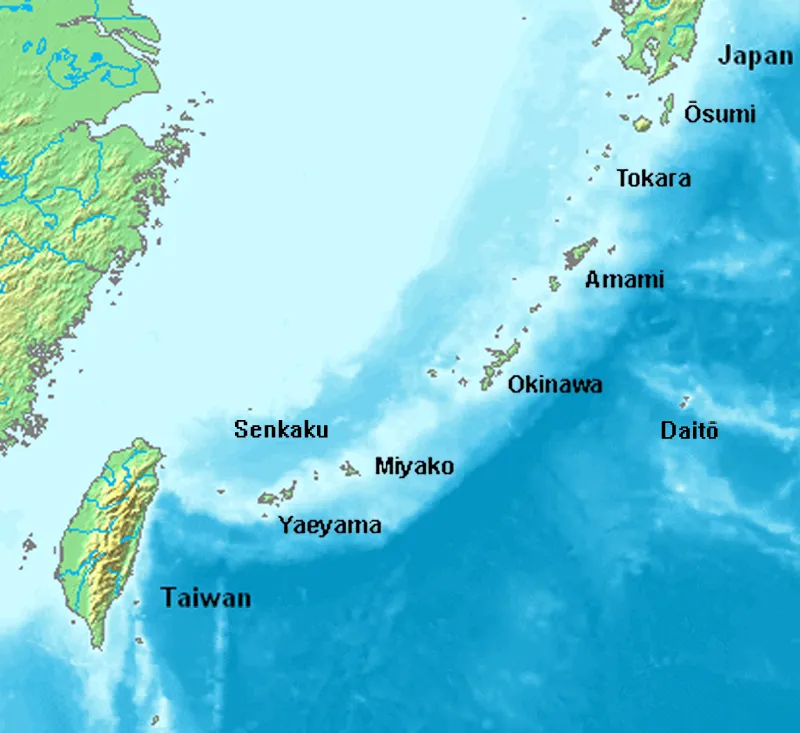 Location map of the Ryukyu islands (Nansei islands). This is a modification of the:
http://commons.wikimedia.org/wiki/Image:Location_Ryukyu_Islands.PNG