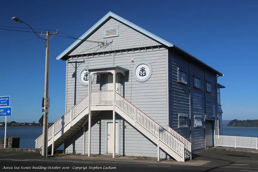 Built in 1911 for the Onehunga Yacht and Motor Boat Club, the building was gifted to Aotea Sea Scouts in 1976.