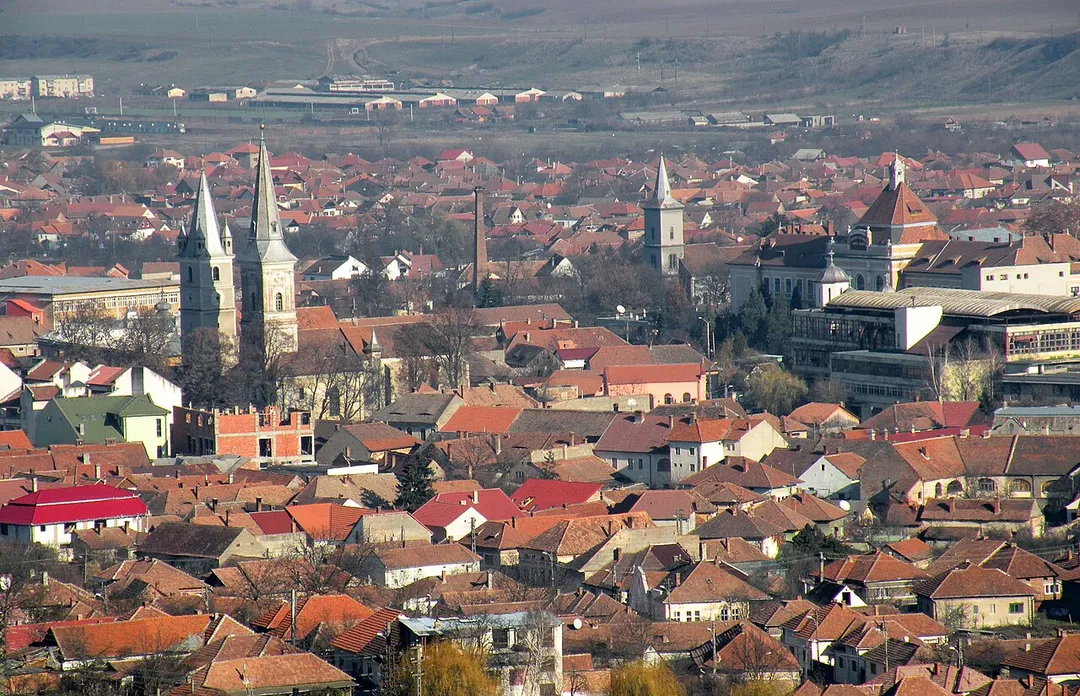enView of the city of Orăştie, Romania, from "Dealu Mic" hill