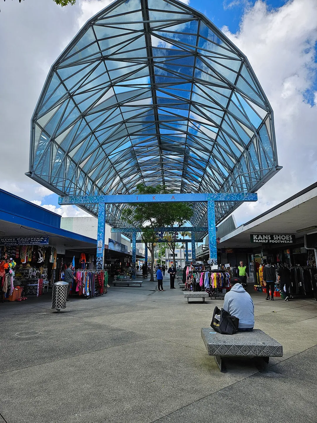 Fish Canopy, a sculptural roof in three sections at Ōtara Town Centre in South Auckland, NZ