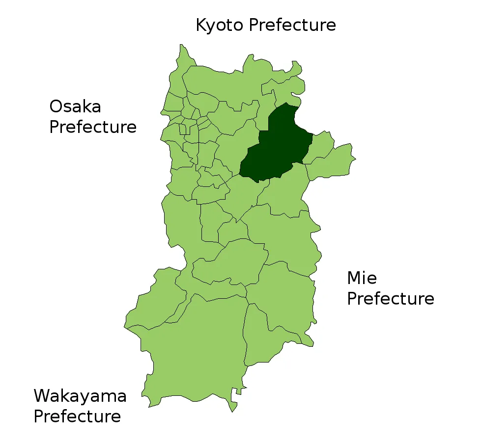 Location Map of Uda in Nara Prefecture, Japan