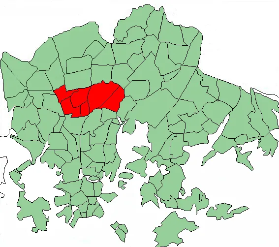 Map of Helsinki highlighting Oulunkylä