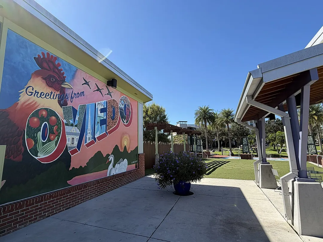 Greetings from Oviedo mural at Oviedo on the Park, Oviedo, Florida
