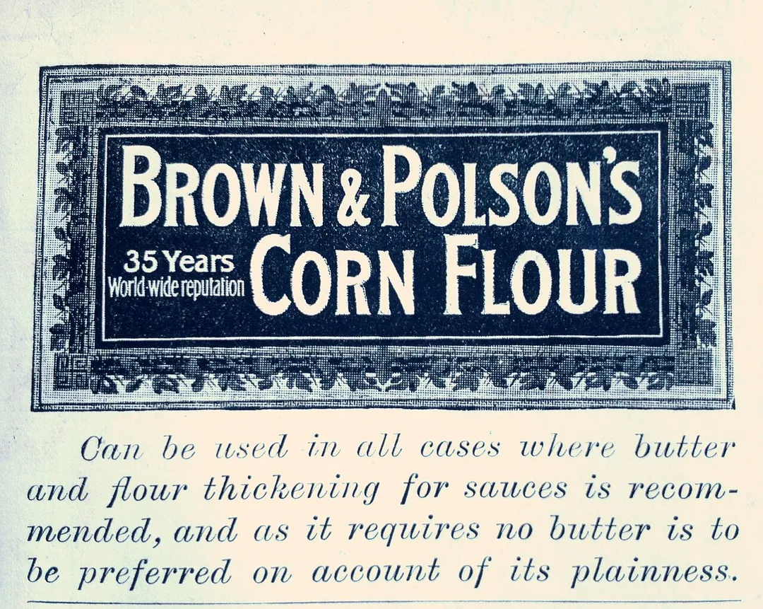 Advertisement for Brown &amp; Polson's in Fifty Breakfasts, Colonel Kenney Herbert, Edward Arnold editor, London, 1894