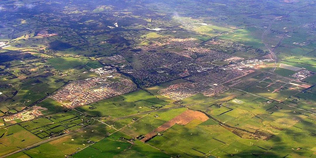 Aerial photo of Pakenham Victoria Australia from south west