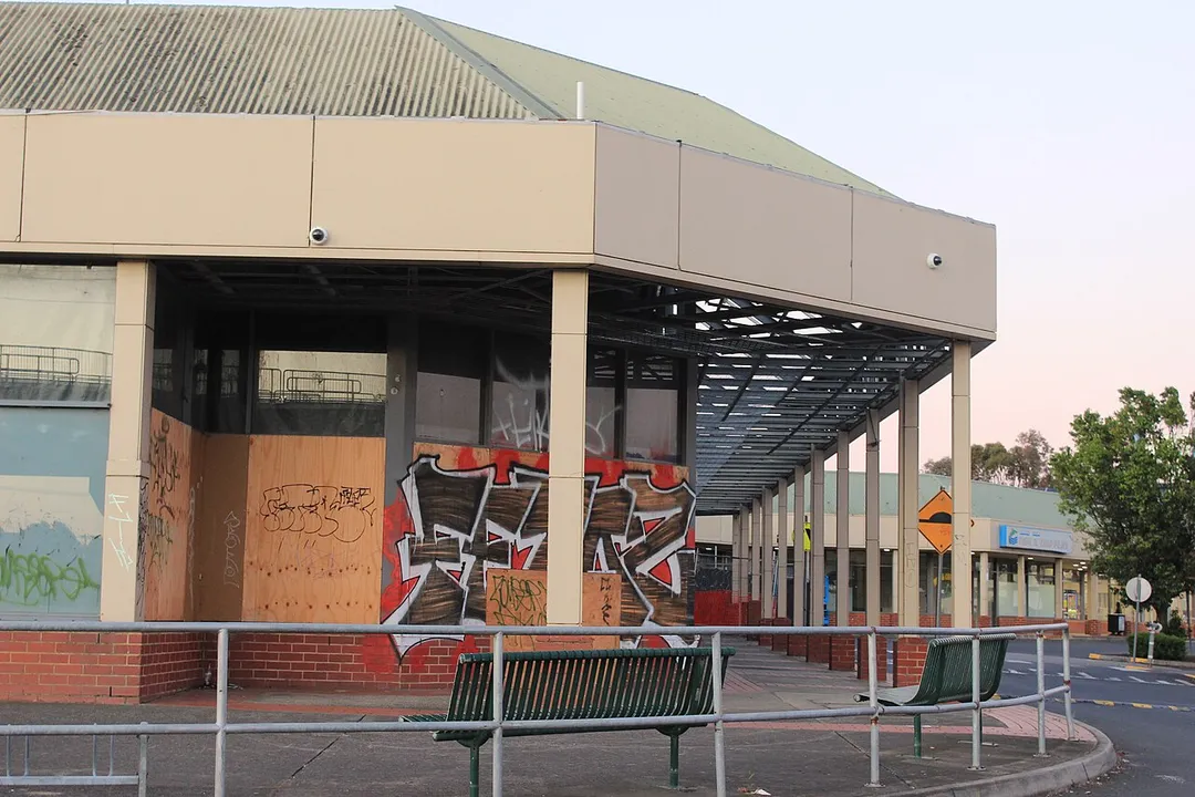 The former Target wing of Pakenham Place Shopping Centre during redevelopment works, December 2024