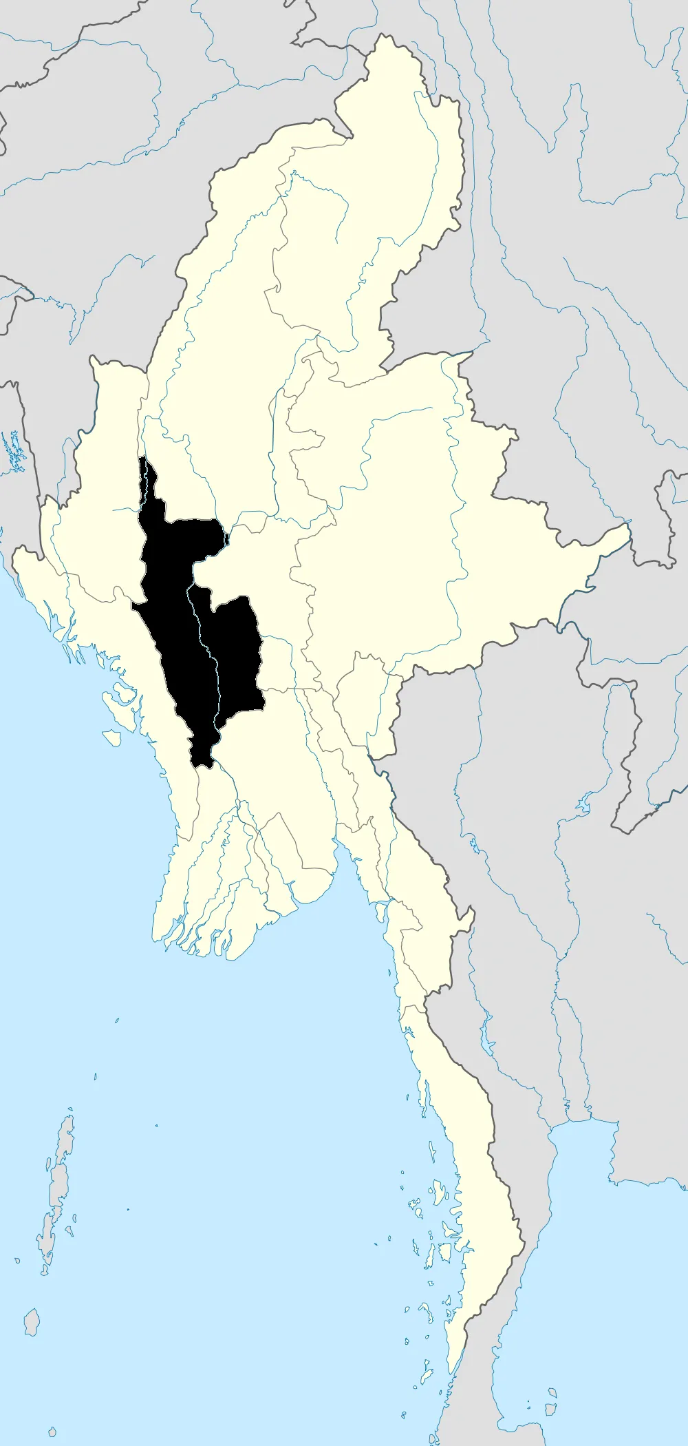 Map showing Magway Region in Burma