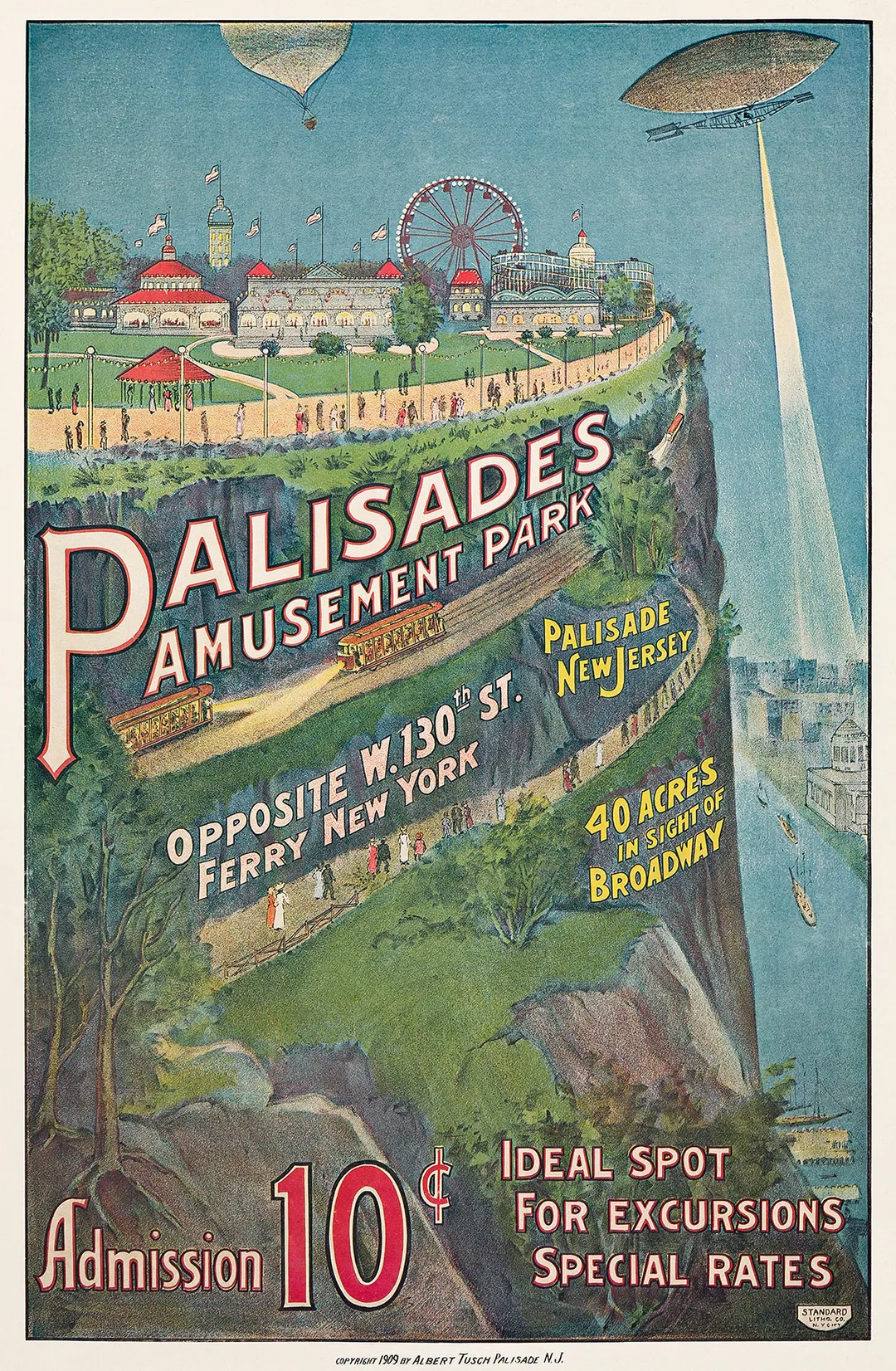 Palisades Amusement Park restored vintage poster reproduction