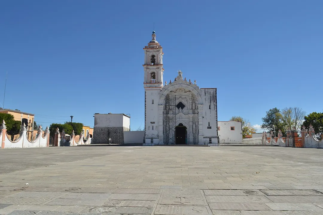 View of the San Nicolás de Bari church in Panotla, Tlaxcala, Mexico