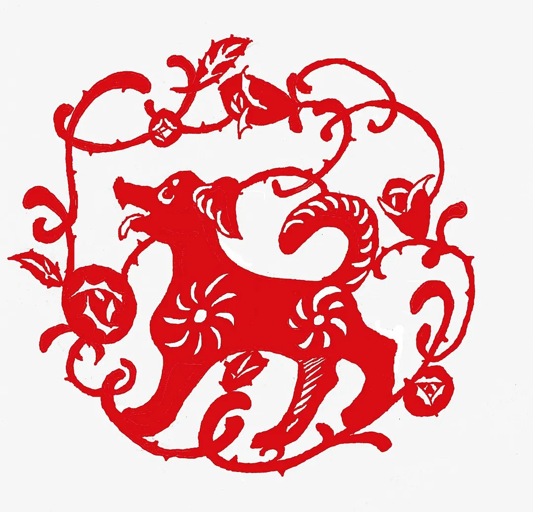 Chinese papercutting. Paper-cut for Dog Year celebrating.
