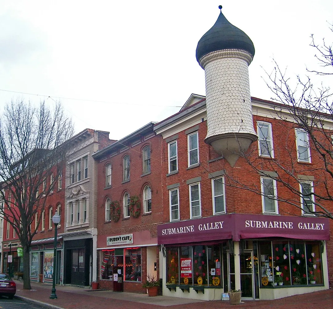 NE corner of Division and Park streets in Peekskill, NY, USA, with landmark Moorish Revival tower, part of Peekskill Downtown Historic District