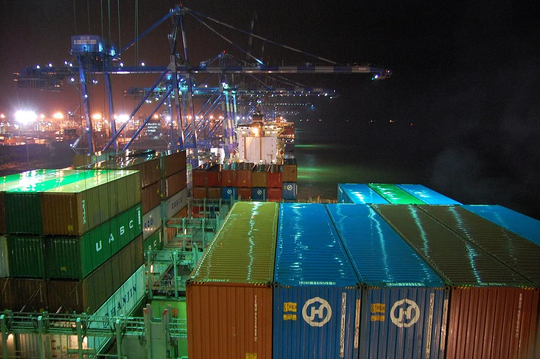 Containers on the ship in Port Klang, Malaysia