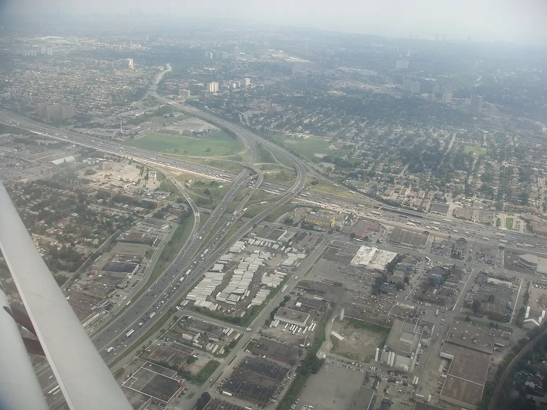 Intersection of Ontario Highway 400 and Ontario Highway 401, looking towards the south (August 24, 2011)
